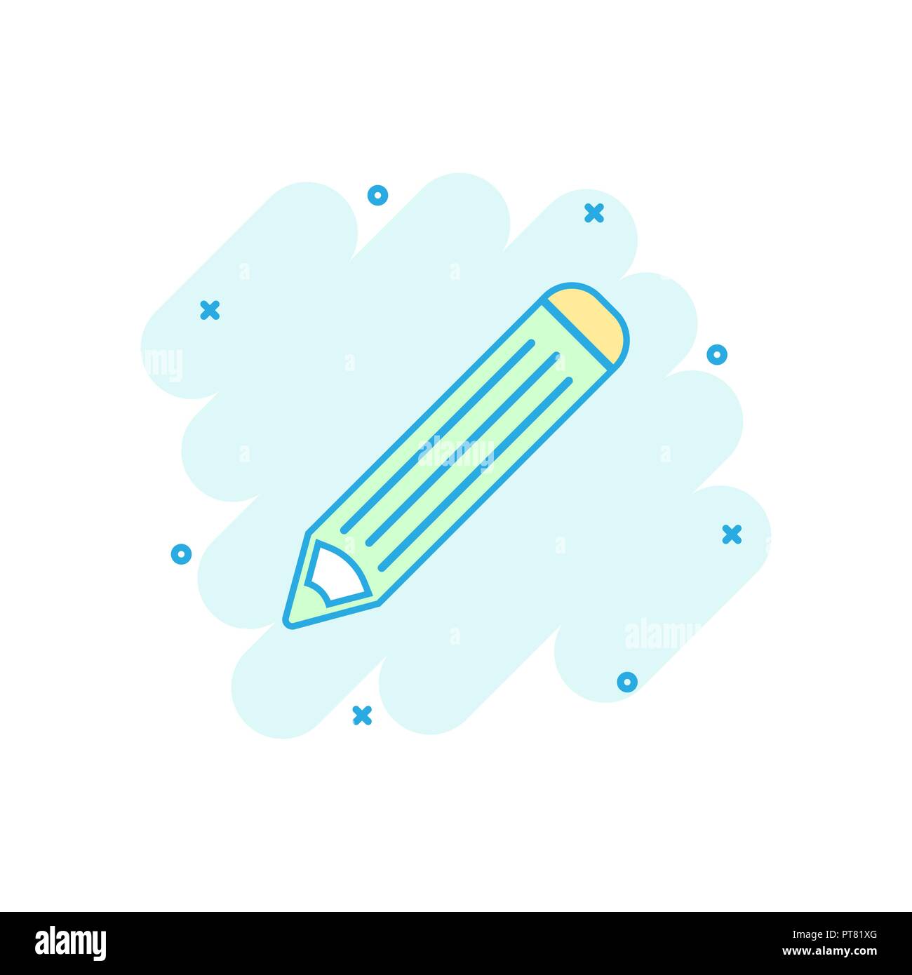 Dibujos animados icono de lápiz de color en el cómic de estilo. Ilustración  de pincel pictograma. Signo de lápiz splash concepto empresarial Imagen  Vector de stock - Alamy