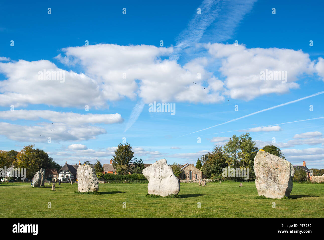 Neolítico piedras a los círculos de piedra de Avebury, Wiltshire, Inglaterra, Reino Unido. Foto de stock