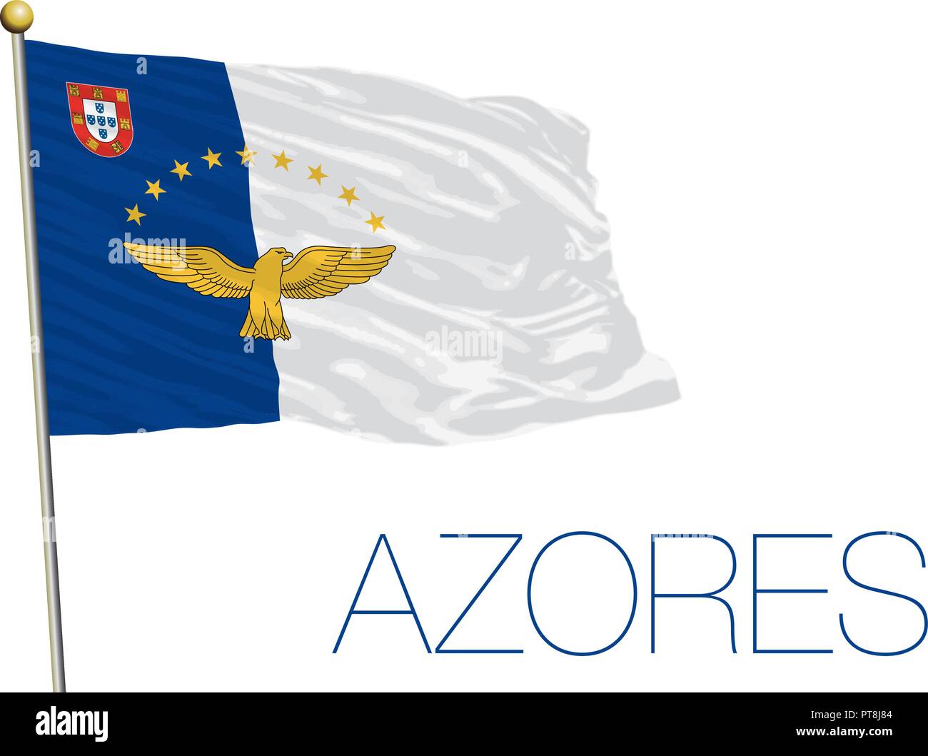 Bandera de las islas Azores, Portugal, ilustración vectorial Imagen