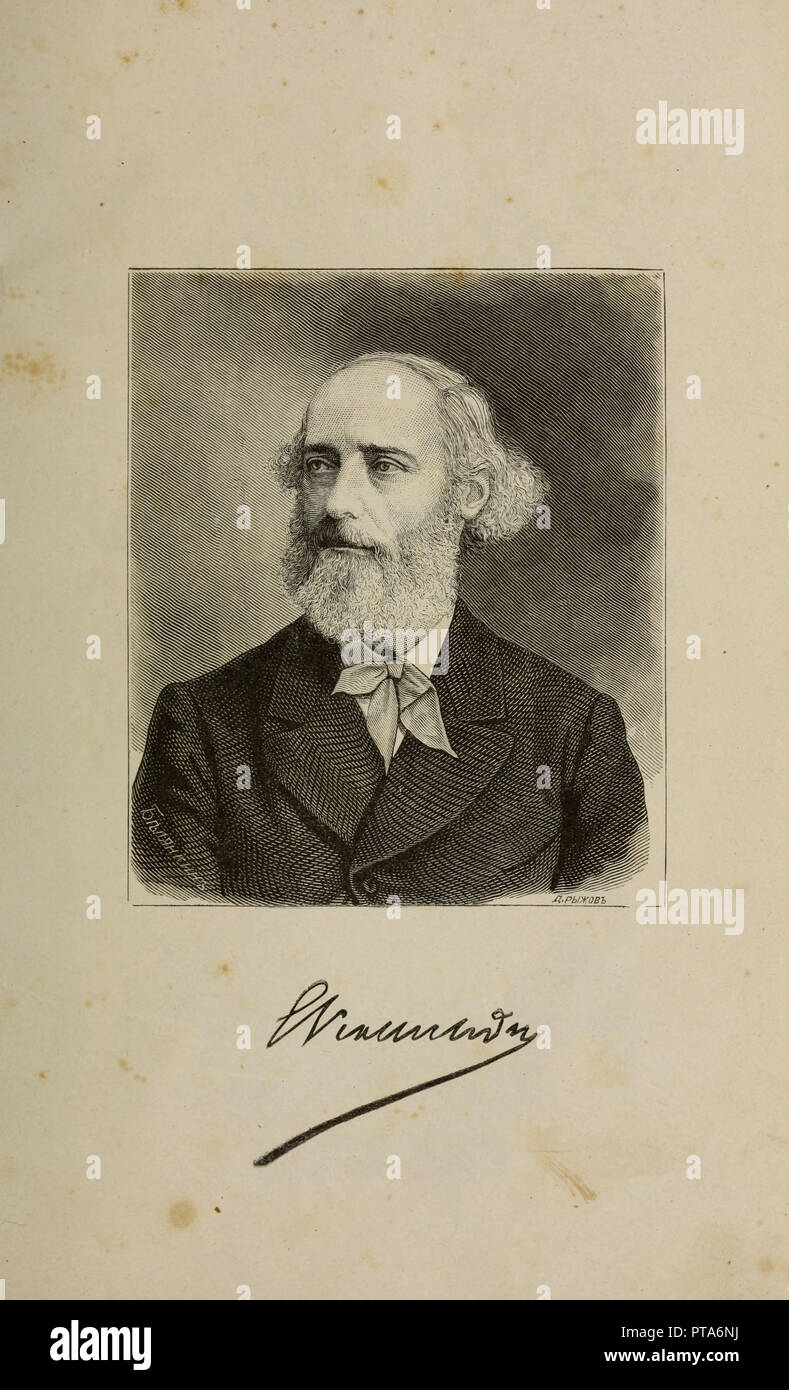 Retrato de Eugène Viollet-le-Duc (1814-1879), 1879. Creador: Belyankin, Lavr Lavrovich (extremo activo de 19 cen). Foto de stock