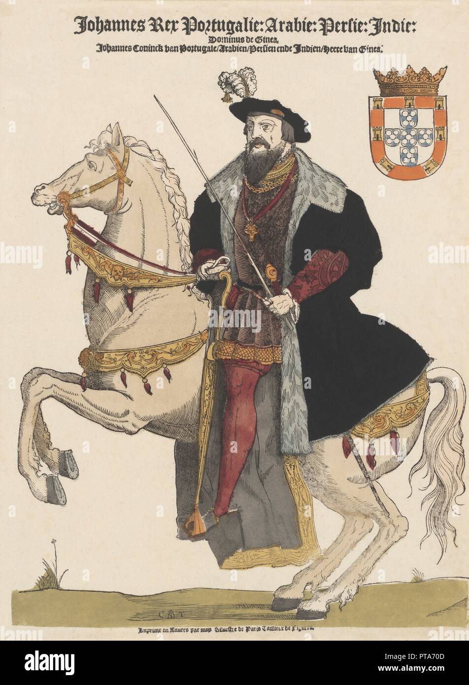 Juan III de Portugal (1502-1557), pub.Siglo XVI (color grabado). Creador: Escuela Flamenca (siglo xvi). Foto de stock