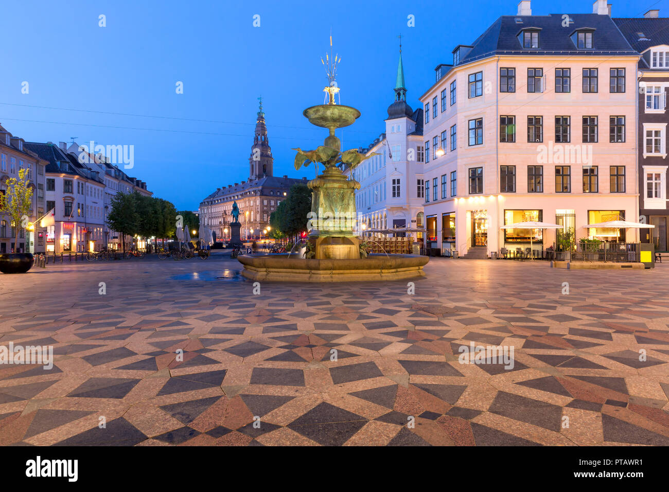 Calle Stroget Amagertorv, Copenhague, Dinamarca Foto de stock