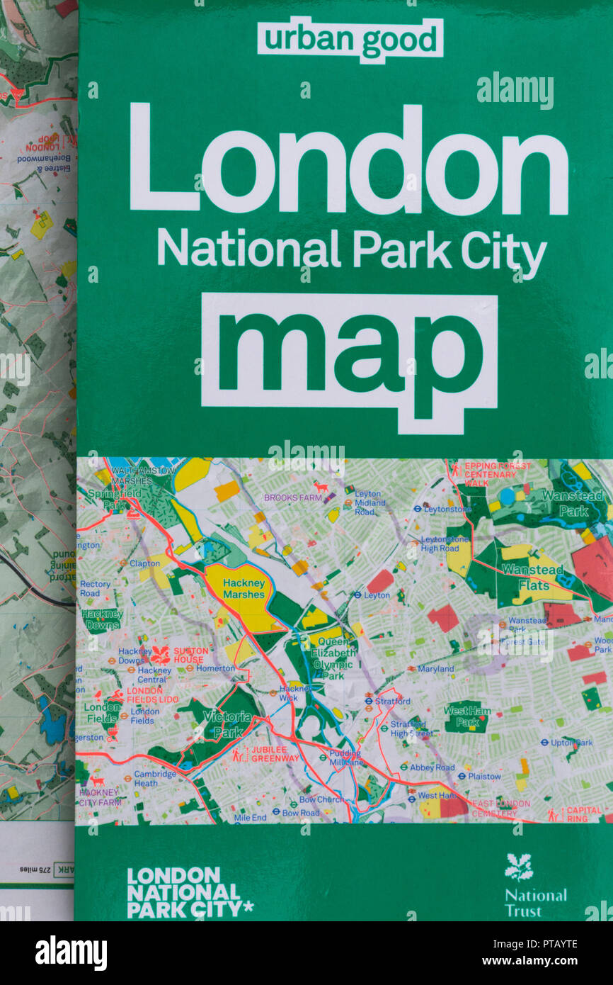 Bien Londres Parque nacional urbano ciudad mapa elaborado en 2018 por el National Trust Foto de stock