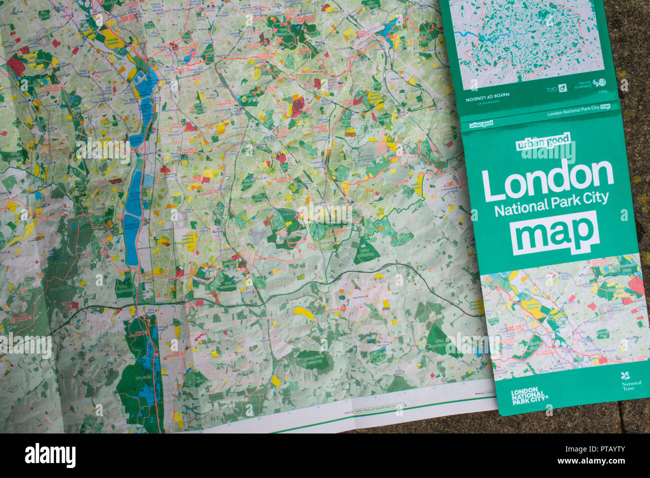 Bien Londres Parque nacional urbano ciudad mapa elaborado en 2018 por el National Trust Foto de stock