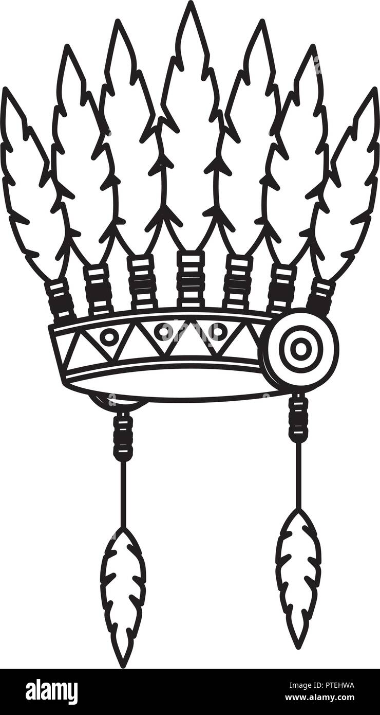 Corona de plumas indigenus icono de acción de gracias Imagen