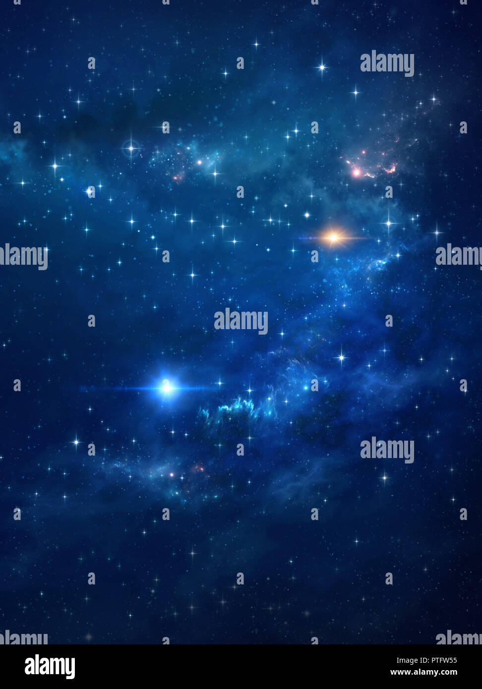 Luces de estrellas y galaxias en el espacio profundo. Antecedentes universo de alta definición. Foto de stock