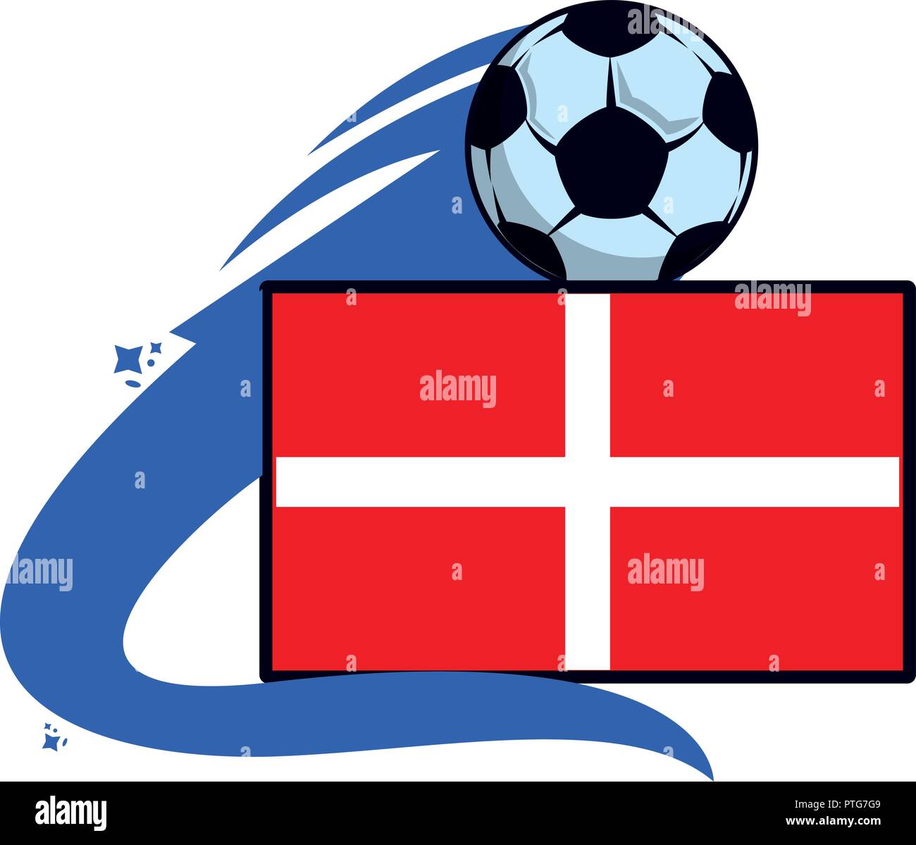 Dinamarca bandera emblema soccer Ilustración del Vector