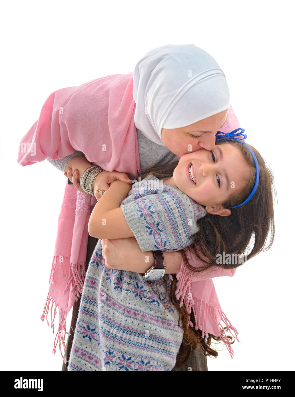 Una feliz madre y su hija musulmana Foto de stock