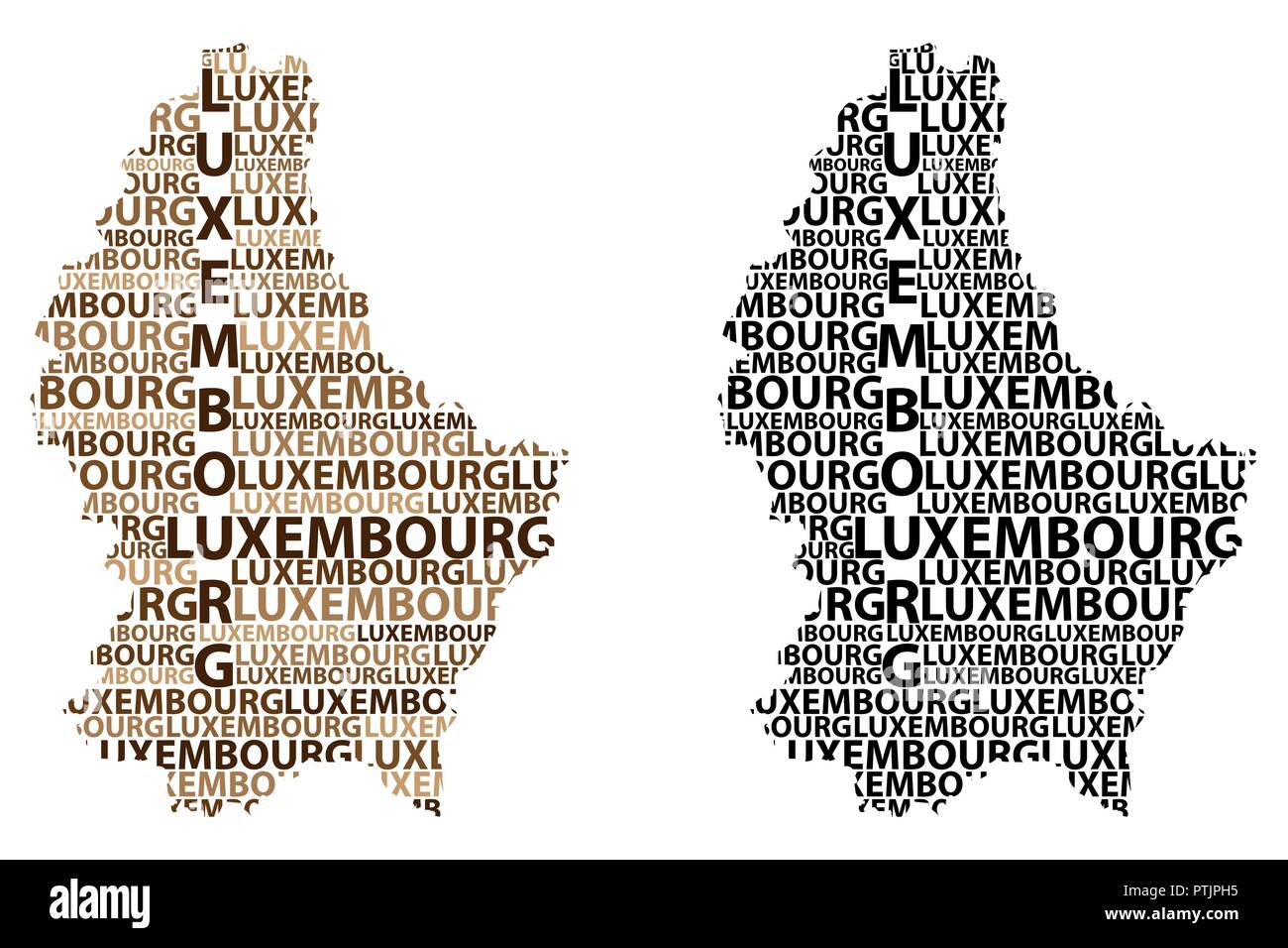Croquis mapa texto de carta de Luxemburgo, Gran Ducado de Luxemburgo