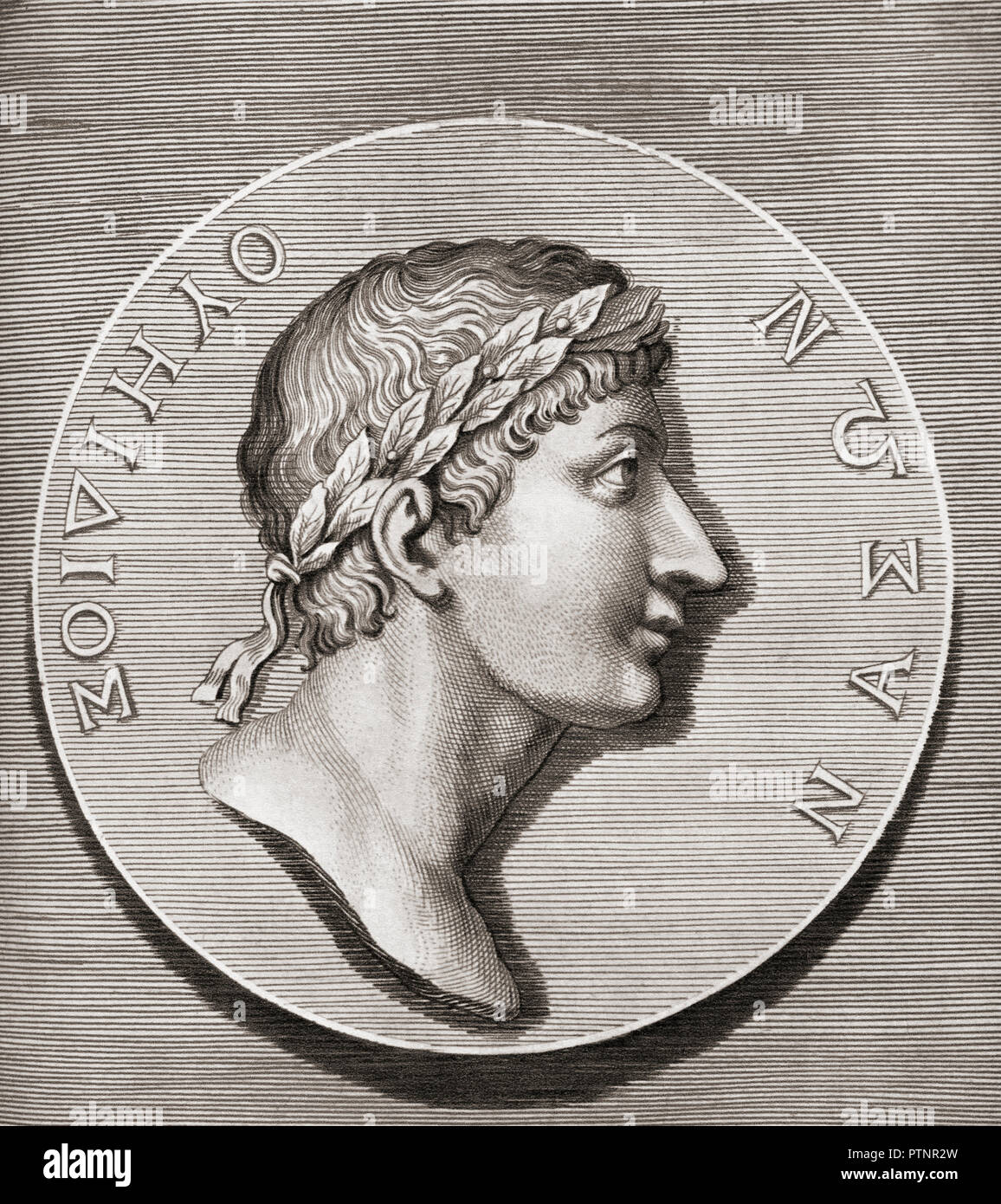 Publius Ovidius Naso, 43 BC - 17/18 AD, aka Ovid. Poeta romano Foto de stock