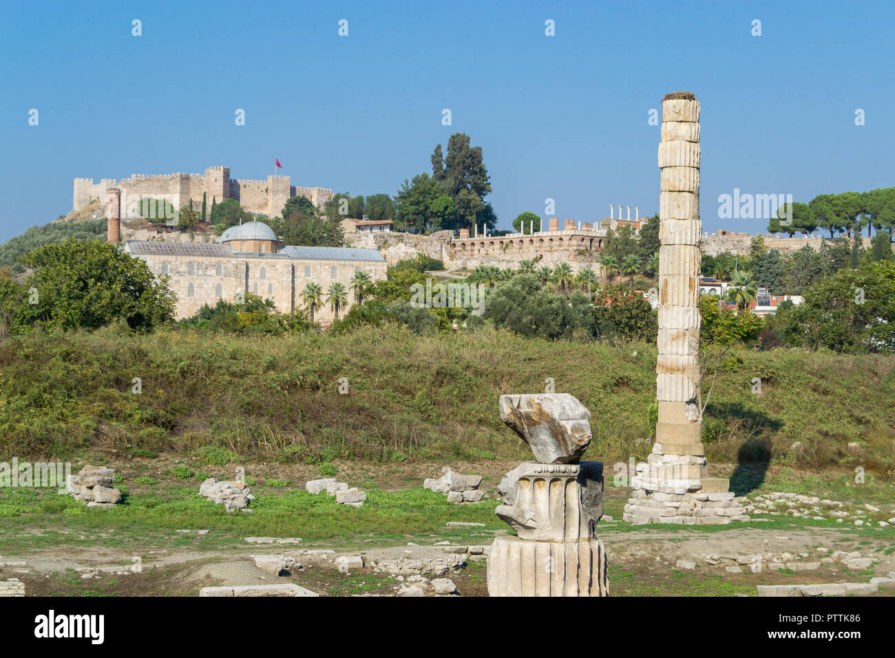 Templo de Artemisa ruinas - una de las siete maravillas del mundo antiguo - Selcuk, Turquía. Foto de stock