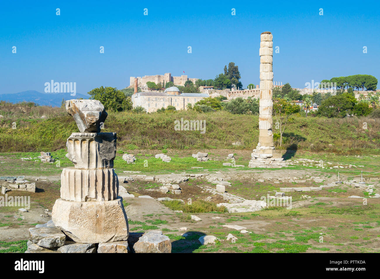 Templo de Artemisa ruinas - una de las siete maravillas del mundo antiguo - Selcuk, Turquía. Foto de stock