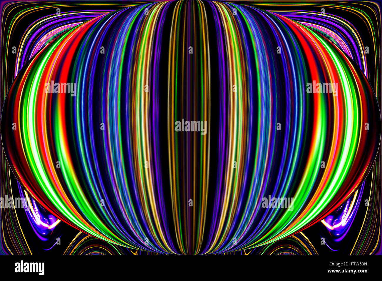 Líneas y curvas de color crea fantásticas imágenes de elipse. Pintura abstracta - cuadros psicodélico. Foto de stock
