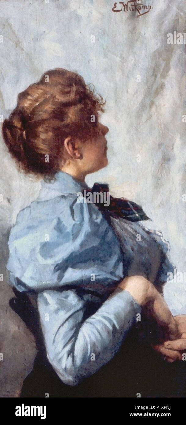 Jonge Witkamp Ernst Sigismund - Vrouw en Blauwe blusa Foto de stock