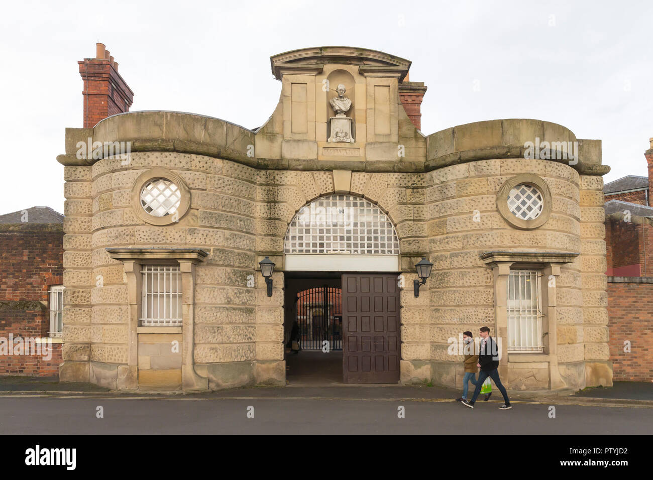 La cárcel de Shrewsbury Entrada, Dana, Shrewsbury, Shropshire, Inglaterra, Reino Unido, GB Foto de stock