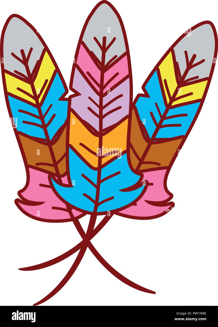 Dibujo de plumas indio Imagen Vector de stock - Alamy