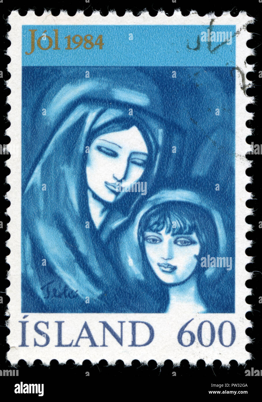Sello postal de Islandia en la Navidad serie publicada en 1984 Foto de stock