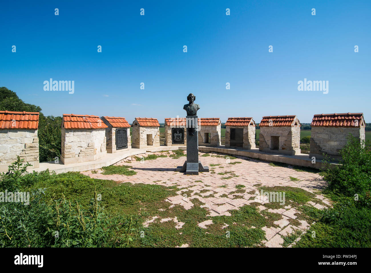 Monumento Muenchhausen en la fortaleza, Bender Bender, República de Transnistria, Moldavia Foto de stock