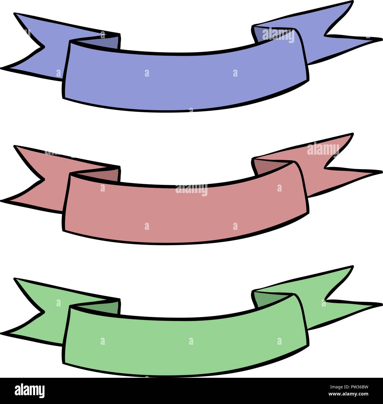 Banners de cinta. Dibujo a mano de color Imagen Vector de stock - Alamy