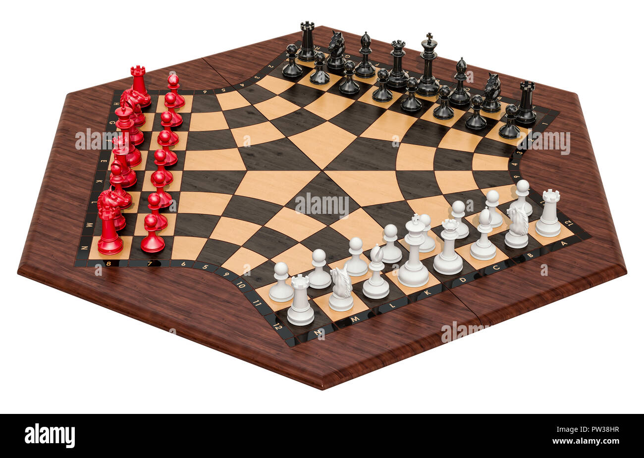 3 Jugador de Ajedrez Tres o hombre de ajedrez. 3D rendering aislado sobre  fondo blanco Fotografía de stock - Alamy