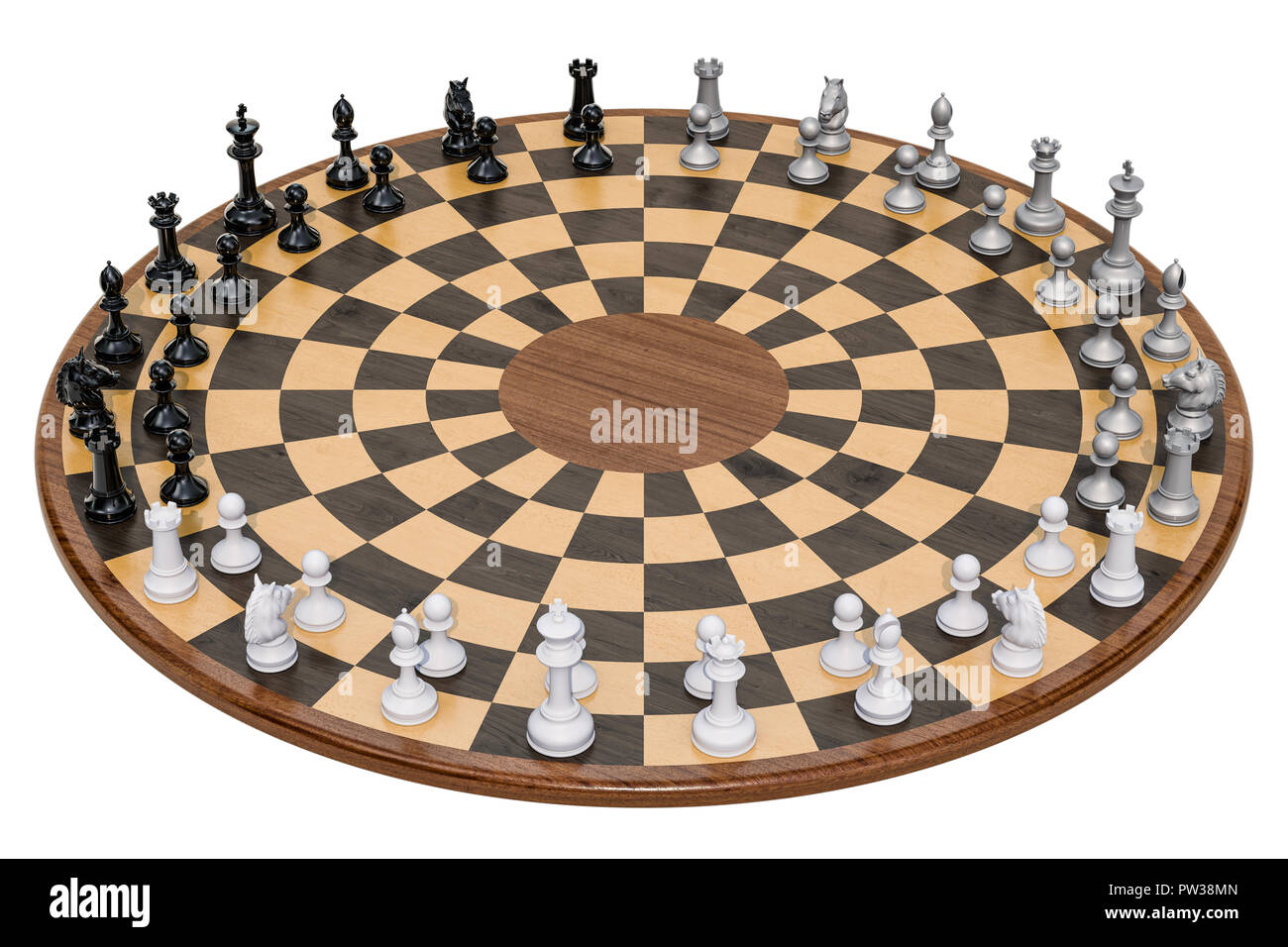 Tres de madera jugador de ajedrez. 3D rendering aislado sobre fondo blanco  Fotografía de stock - Alamy