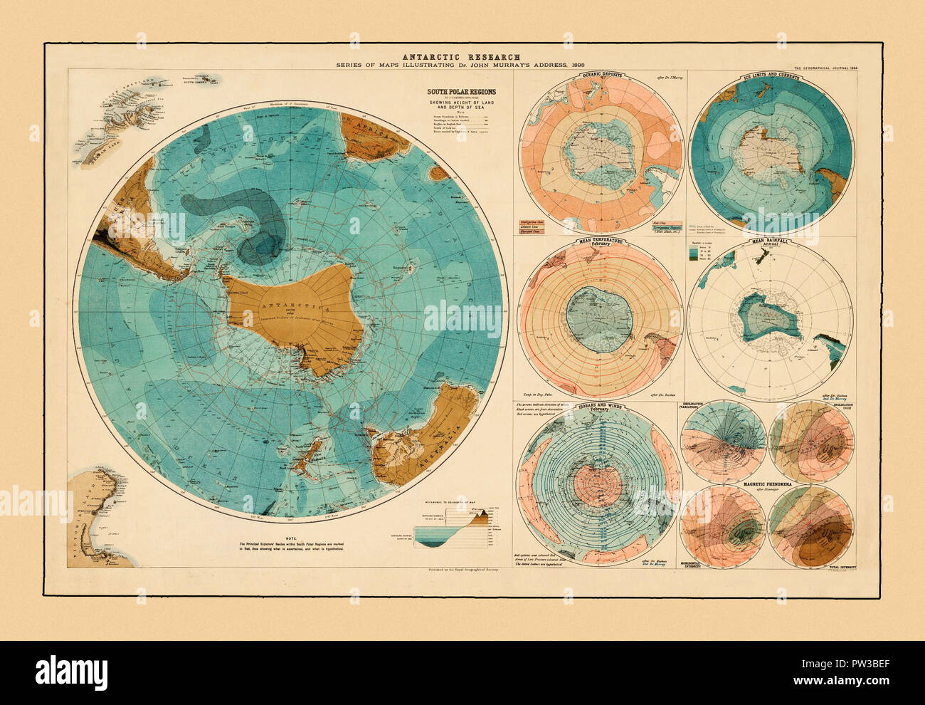 Mapa de Antártida 1893 Fotografía de stock Alamy