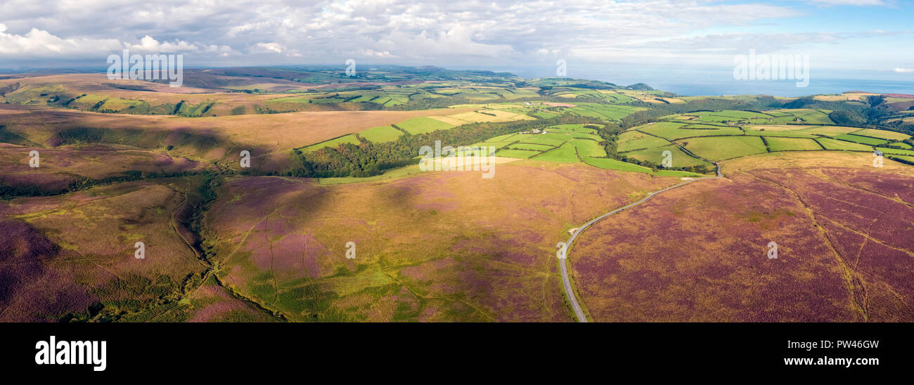 Reino Unido, Devon, Exmoor National Park, vista aérea a lo largo de los moros Foto de stock