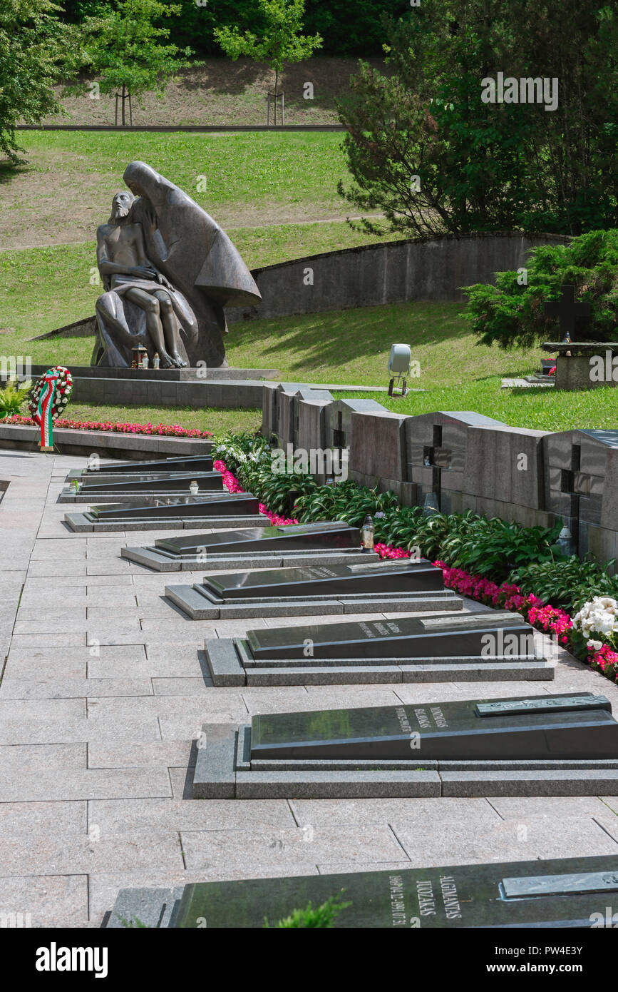 Cementerio de Vilna, vista de la zona del Cementerio Antakalnis en Vilnius dedicada a pro-independencia soldados asesinados por las fuerzas especiales de la Unión Soviética en 1991. Foto de stock