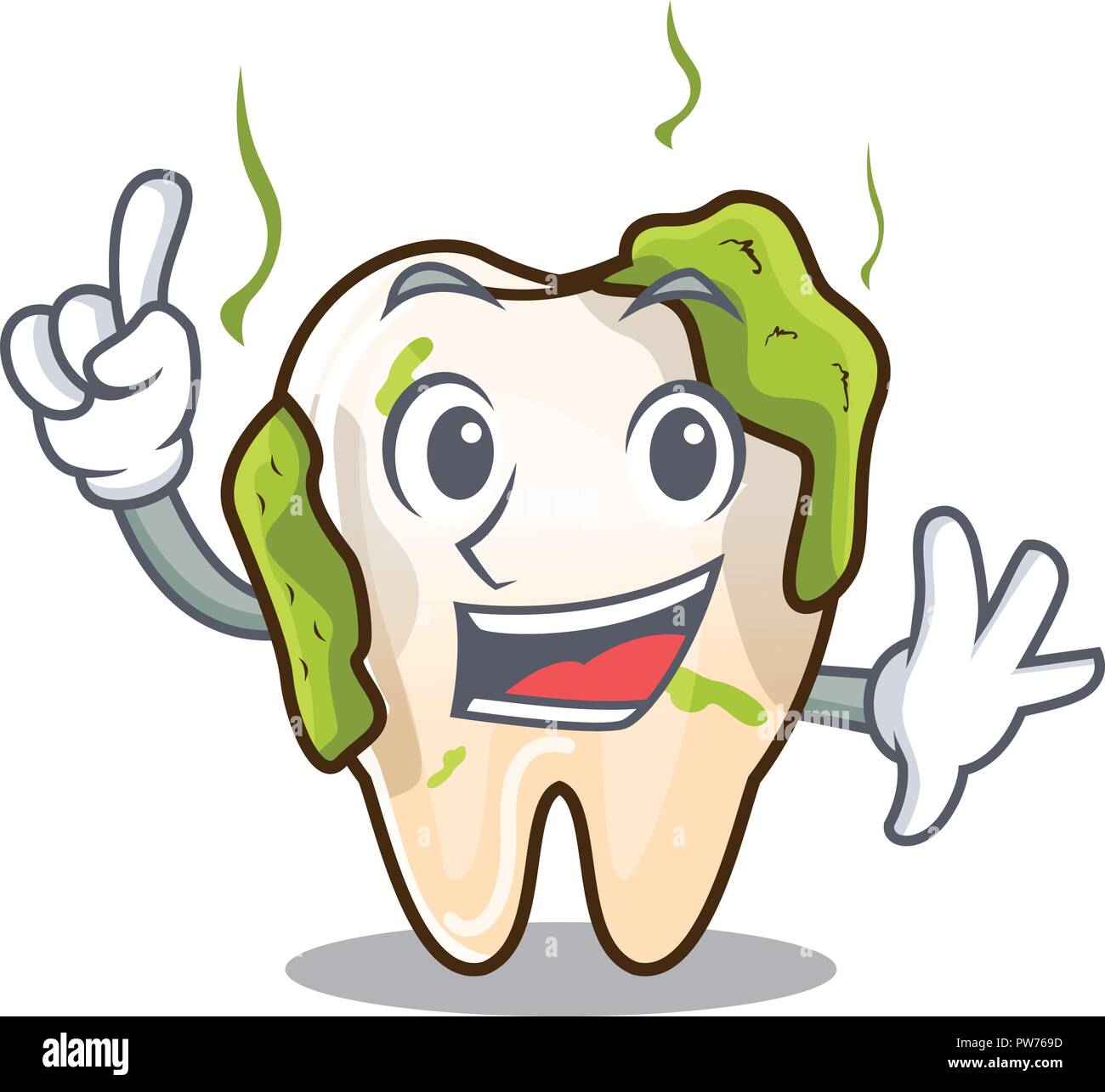 Dedo de dibujos animados con la caries dental dientes cariados Imagen  Vector de stock - Alamy