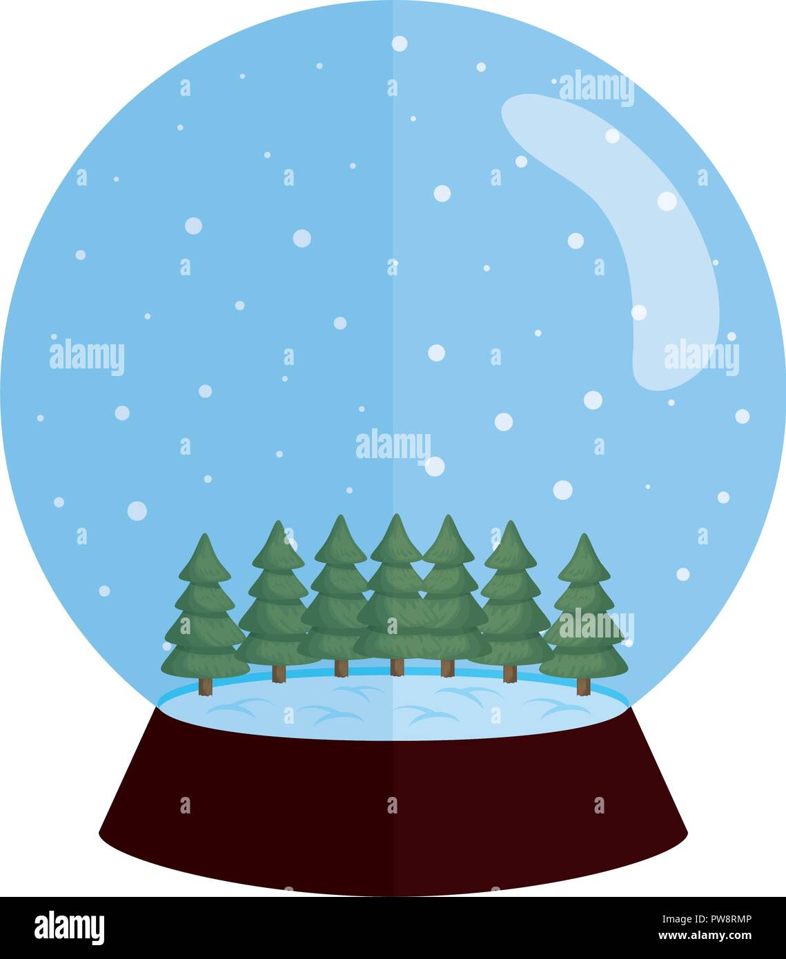 Esfera de nieve con pinos de navidad Imagen Vector de stock - Alamy