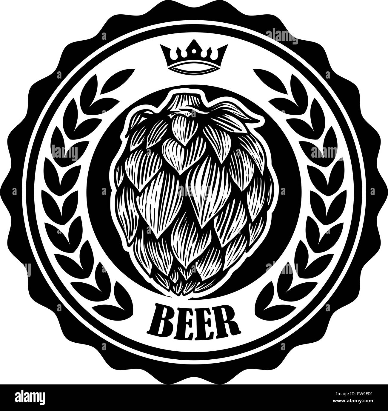 Vintage Etiqueta De Cerveza Con Lupulo Elementos De Diseno Para El Logotipo La Etiqueta El Emblema El Signo Menu Ilustracion Vectorial Imagen Vector De Stock Alamy