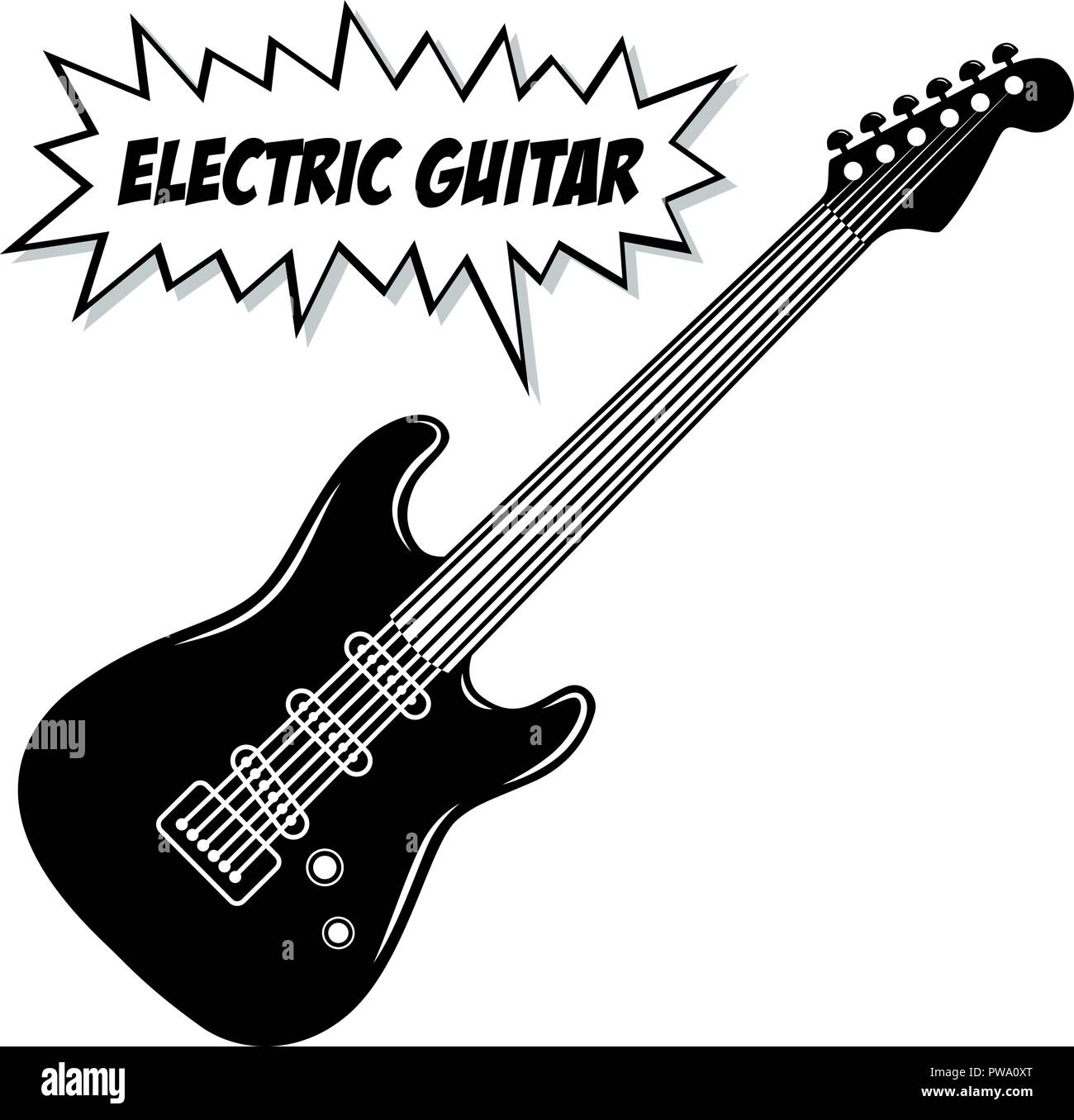 Guitarra eléctrica de 6 cuerdas Imagen Vector de stock - Alamy