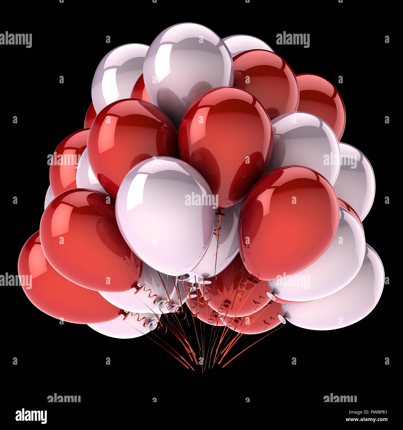 Fondo ilustracion 3d.Globos rojos.Cumpleaños,celebraciones y bodas