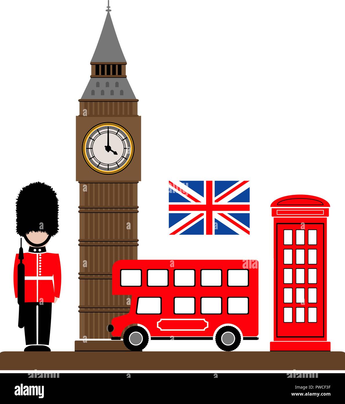 La ciudad de Londres. Ilustración vectorial con símbolos de Londres. 10 EPS Ilustración del Vector