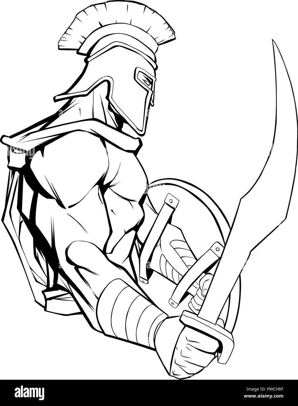 Guerrero espartano de mascota Ilustración del Vector