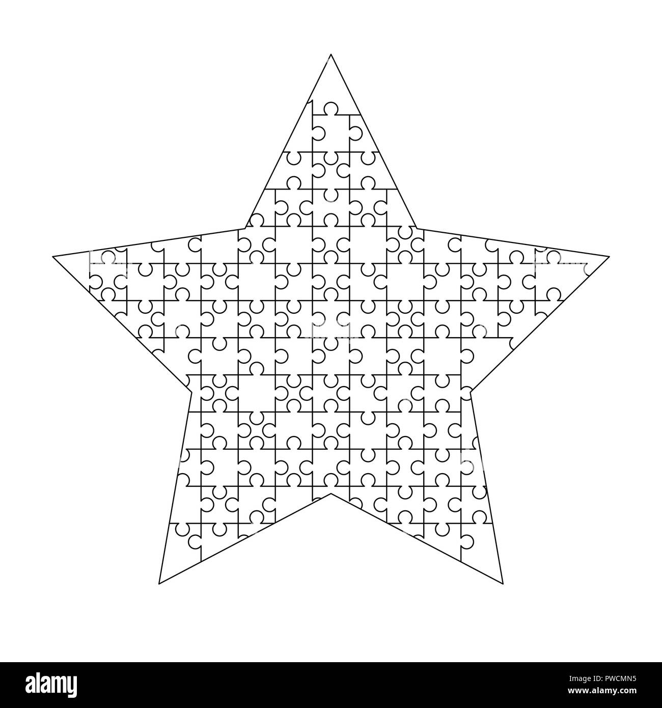 Piezas de rompecabezas blanco dispuestas en forma de estrella. Plantilla  Rompecabezas listo para imprimir. Directrices de corte sobre blanco Imagen  Vector de stock - Alamy