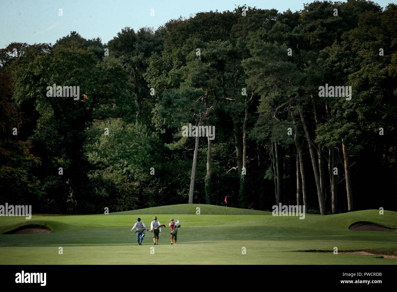 Los golfistas que participan en el Campeonato Mundial abierto en Longniddry Hickory Golf Club de Golf de la costa de Escocia, East Lothian. Foto de stock