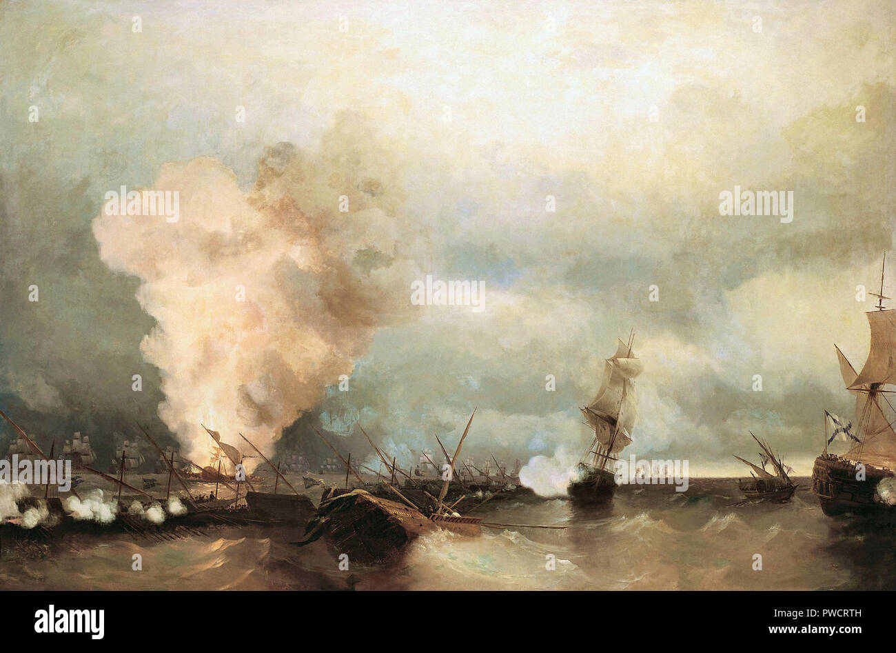 Aivazovsky Ivan Constantinovich - la batalla de Vyborg Bay Foto de stock