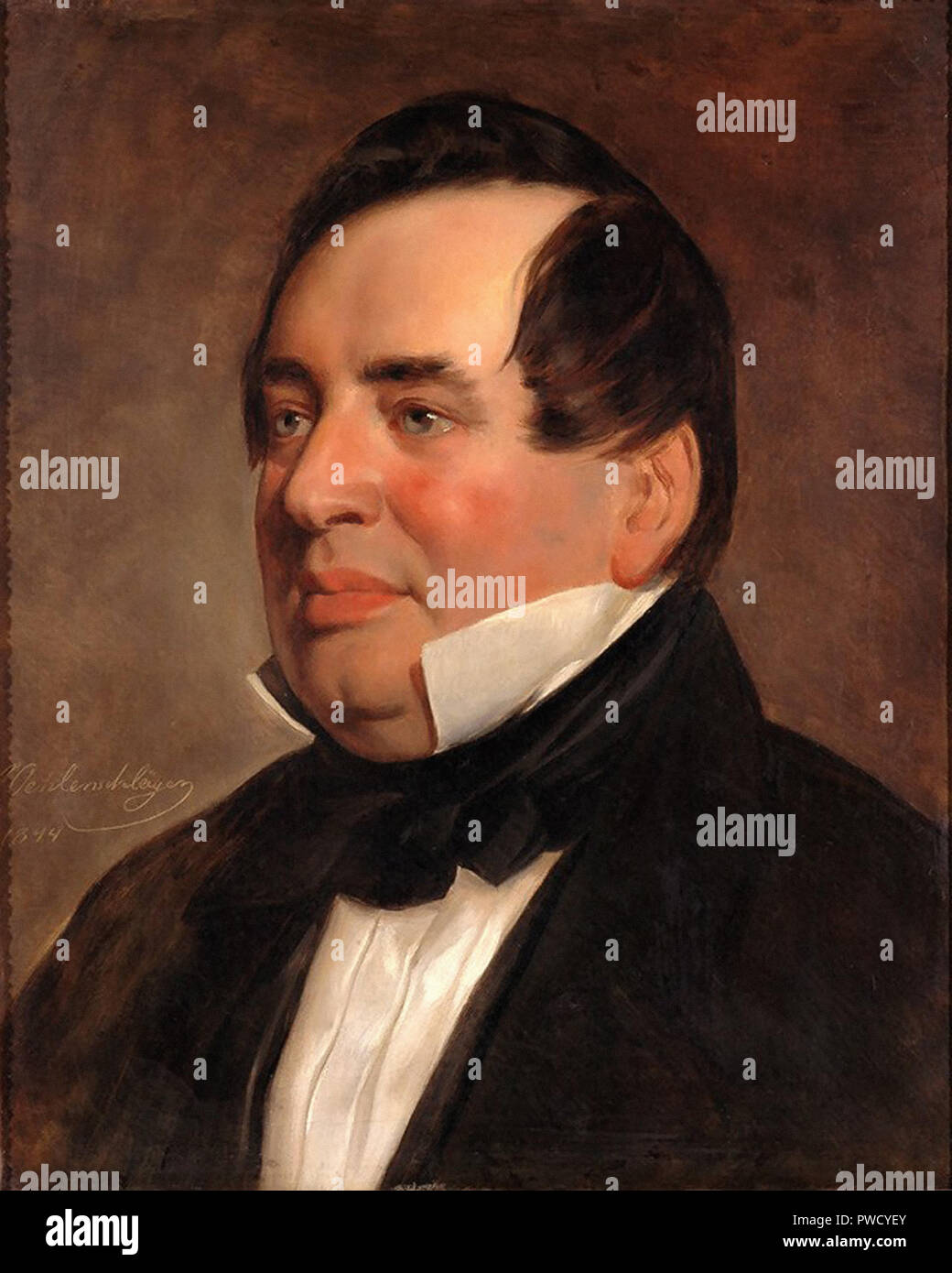 Friedrich von Amerling - retrato del poeta danés Adam Gottlob Ud6hlenschläger Foto de stock