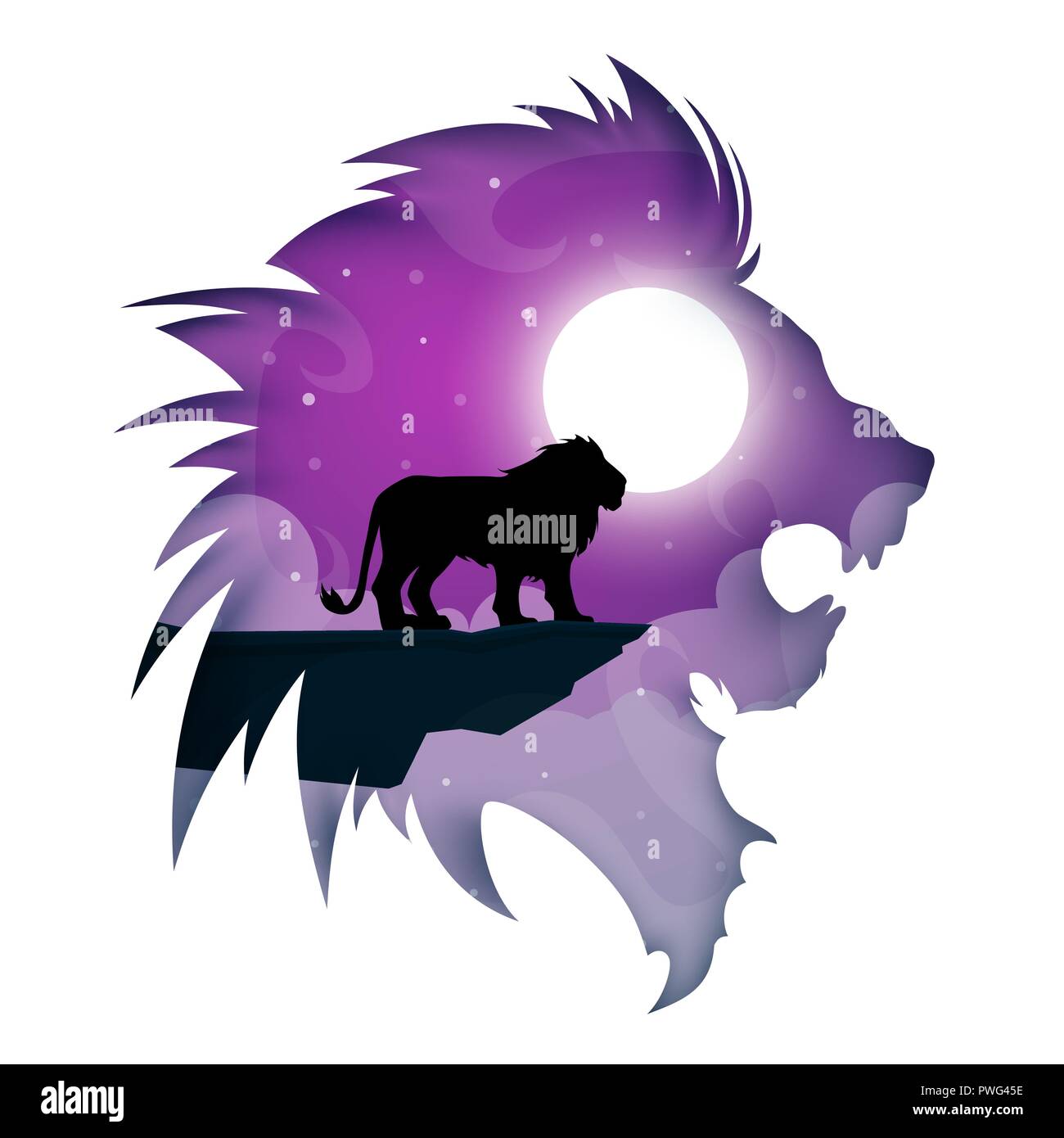 León de papel de dibujos animados. Paisaje nocturno Imagen Vector de stock - Alamy León de papel de dibujos animados. Paisaje nocturno Imagen Vector de stock - Alamy
