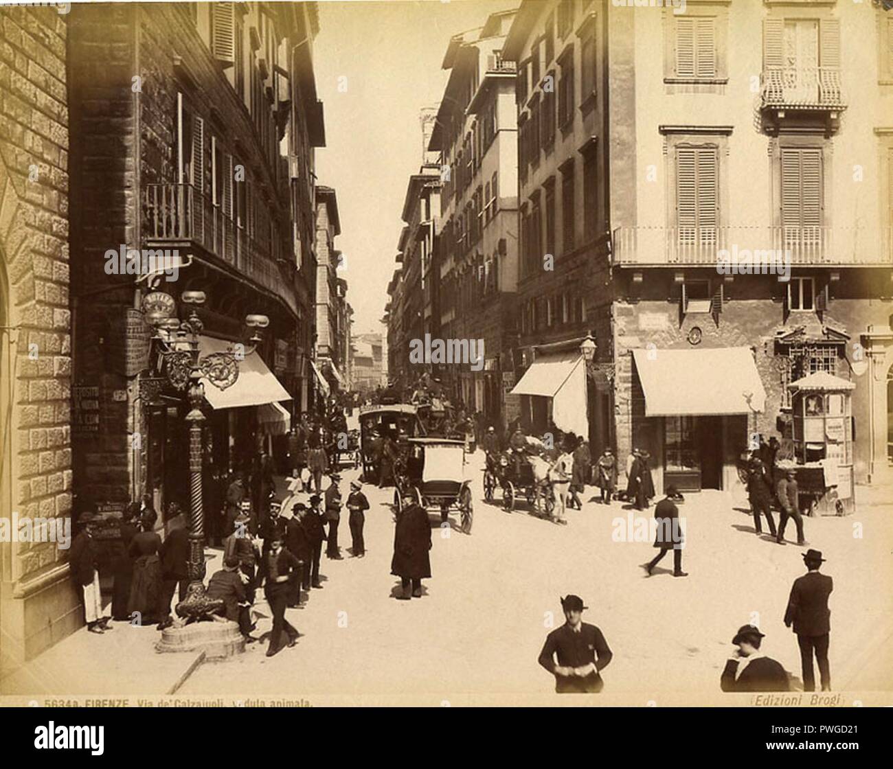 Brogi, GIACOMO (1822-1881) - n. 5634A - Firenze - Via de' Calzaiuoli - Veduta animata. Foto de stock