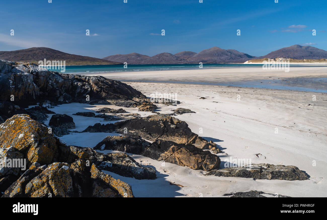 Luskentire beach, en la isla de Harris, Scotland, Reino Unido Foto de stock