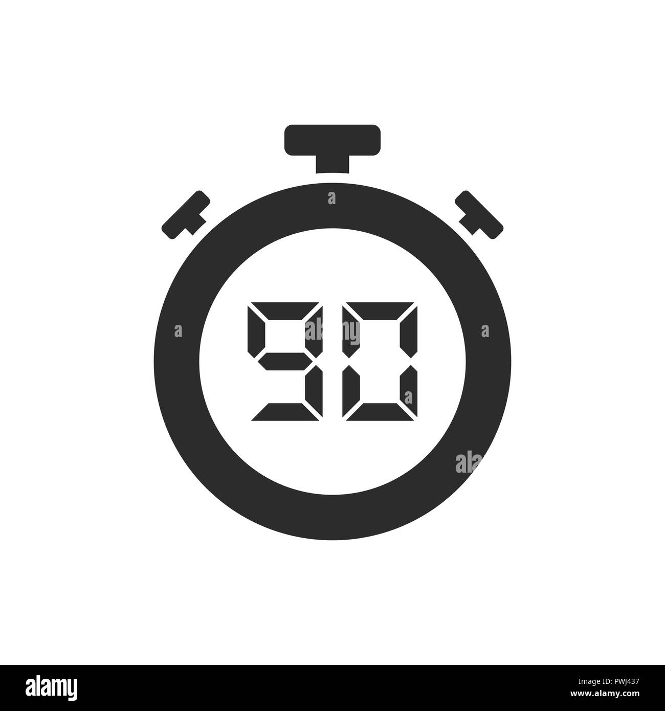 Icono cronómetro aislado con 90 segundos. Ilustración vectorial Imagen  Vector de stock - Alamy