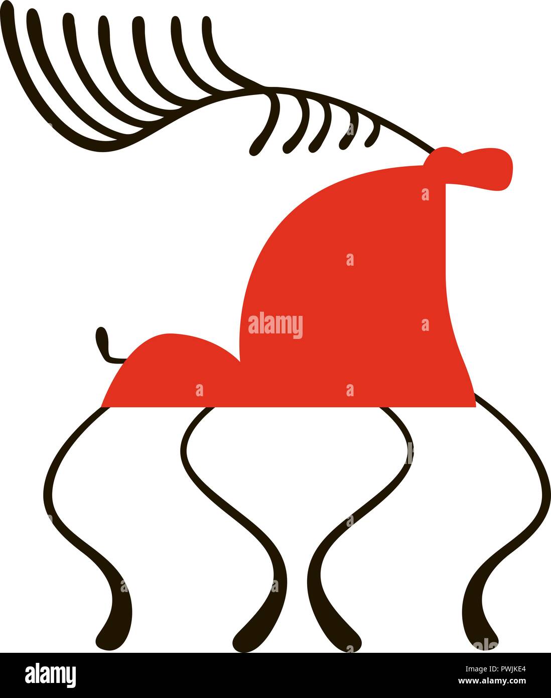 Caballo Rojo. Northen nacional pinturas. Artesanías del lugar. Encantadores ornamentos originales. Sencillez. plano hackney, dobbin, , monte, Stallion, mare para Ilustración del Vector