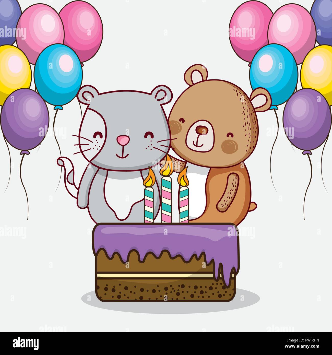 Tarjeta de feliz cumpleaños dibujos animados Imagen Vector de stock - Alamy