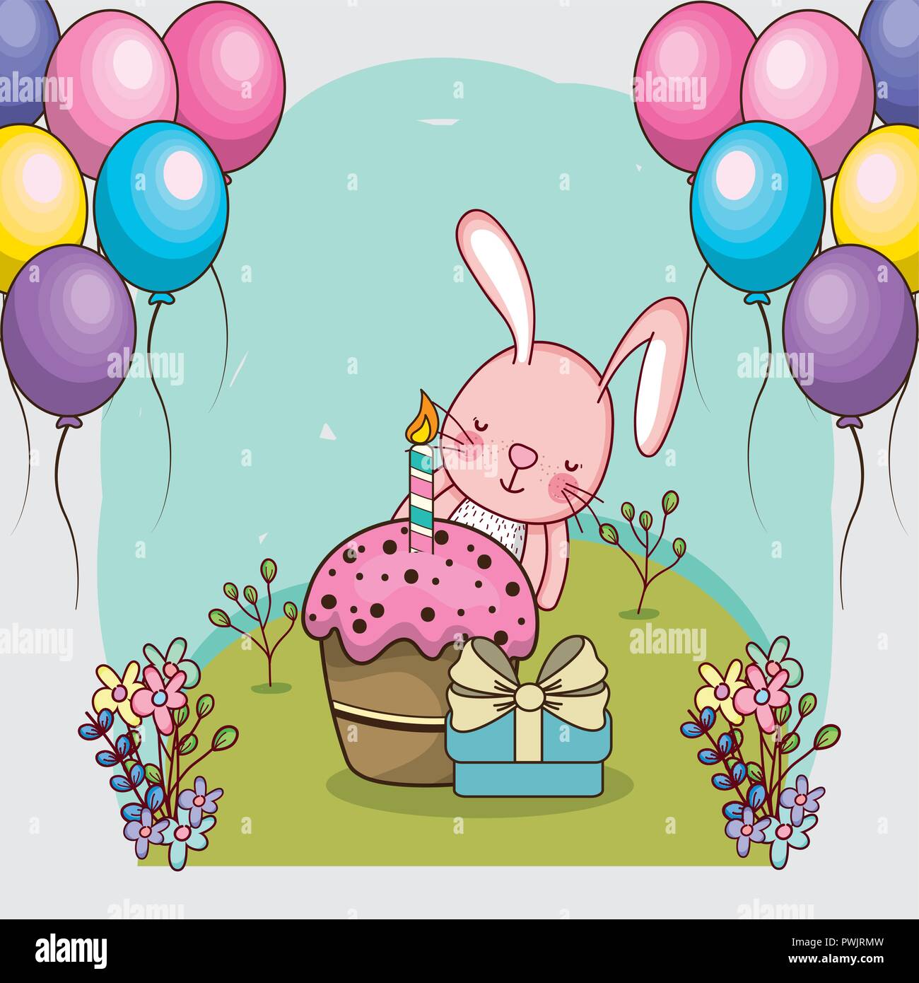 Tarjeta de feliz cumpleaños dibujos animados Imagen Vector de stock - Alamy