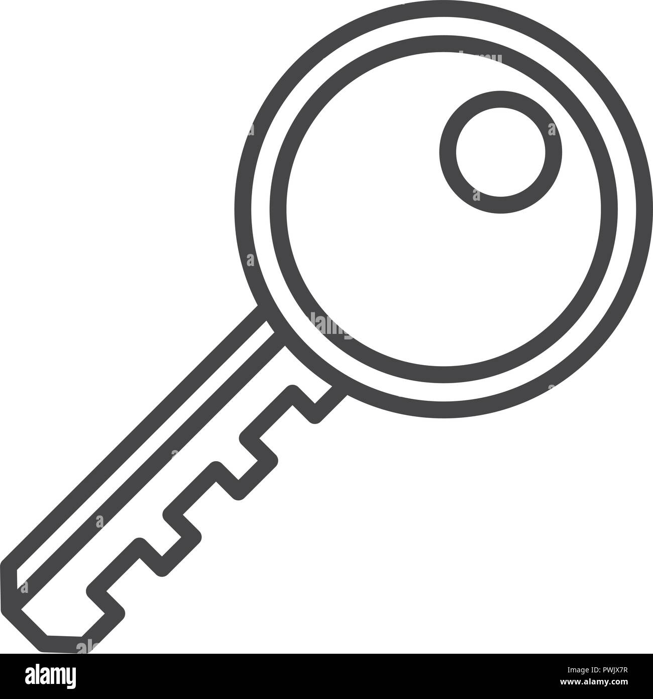 Símbolo de llave de la puerta en blanco y negro Imagen Vector de stock