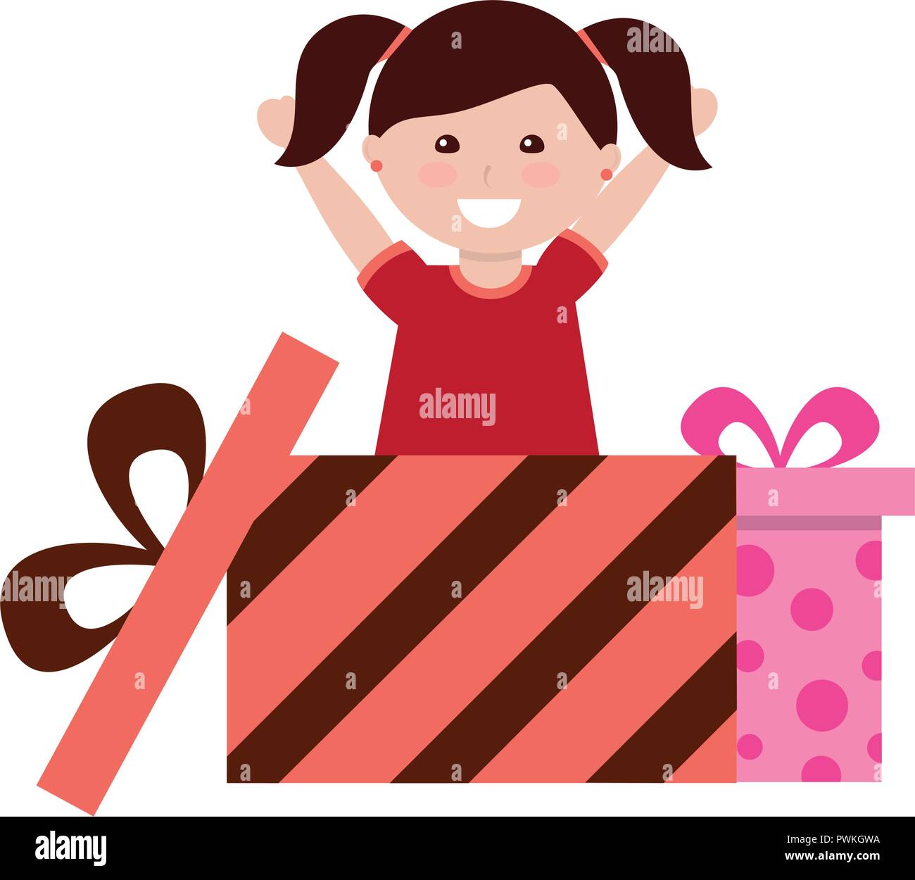 Feliz La Nina Sale Regalo Sorpresa Ilustracion Vectorial Imagen Vector De Stock Alamy