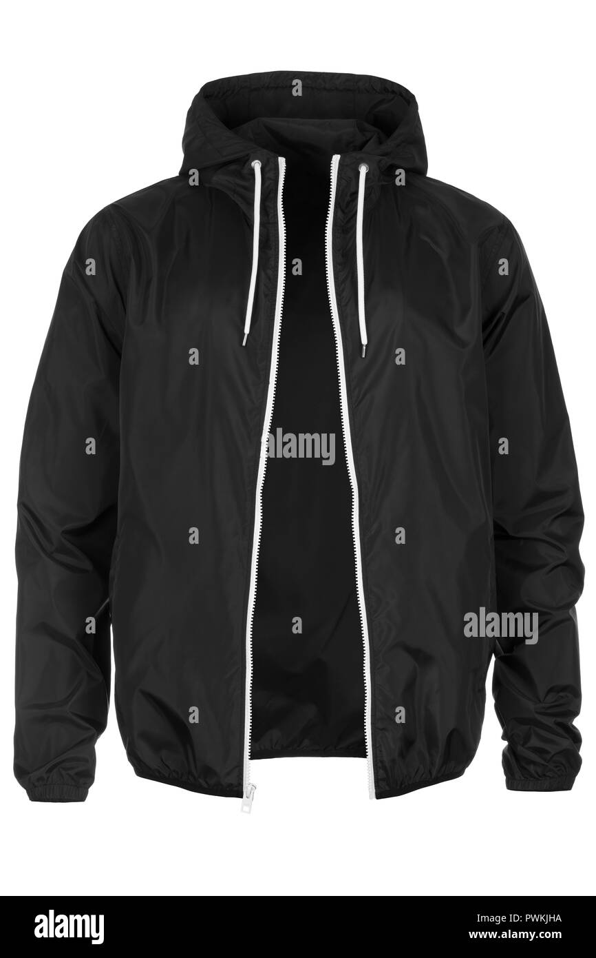 Chaqueta negra descomprimido aislado sobre fondo blanco Fotografía de