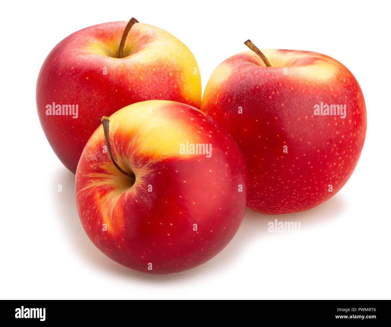 Las manzanas rojas camino aislado Foto de stock